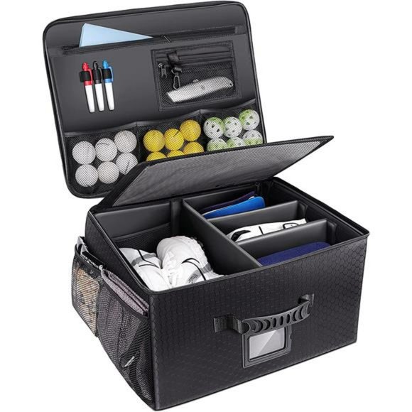 Golf Trunk Organizer Storage-Portable and Foldable Golf  Storage Locker (Black) - Picture 1 of 7